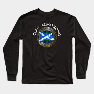 Clan Armstrong Crest & Tartan Knot Long Sleeve T-Shirt